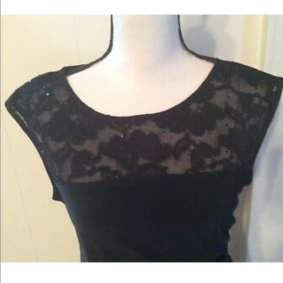 R & M RICHARDS Petite Black Stretch DRESS Lace 10 - Picture 6 of 12